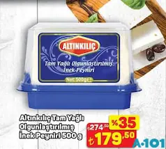 ALTINKILIÇ TAM YAĞLI OLGUNLAŞTIRILMIŞ İNEK PEYNİRİ 500 G